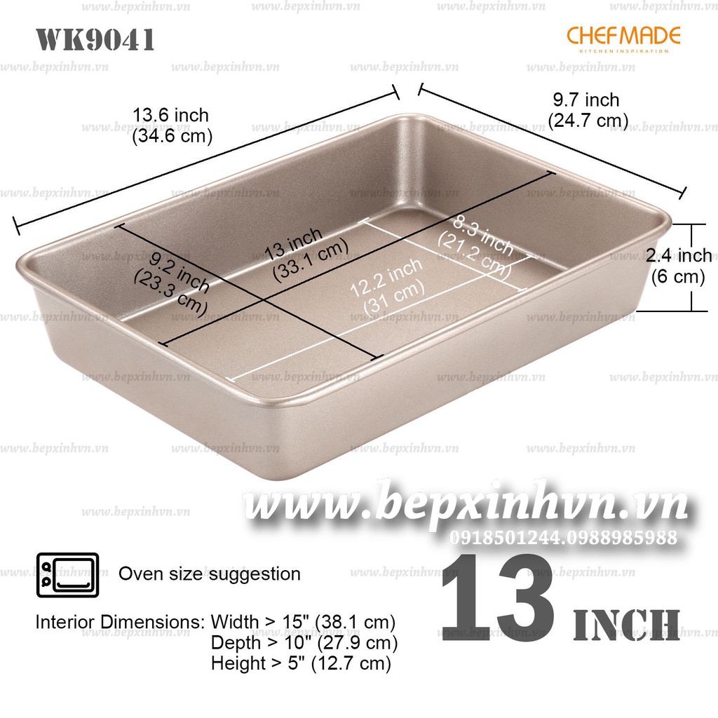 Khay nướng bánh 13" thành cao Chefmade WK9041