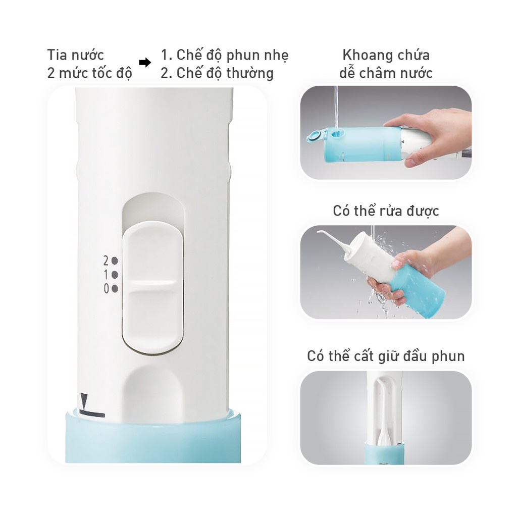 Combo Máy Tăm Nước Cầm Tay Panasonic EW-DJ10 và đầu thay EW0955W401 - BH 12 Tháng