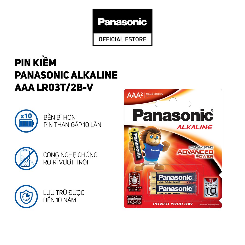 Vỉ Pin kiềm Panasonic Alkaline AAA LR03T/2B-V (2 viên) – Hàng Chính Hãng