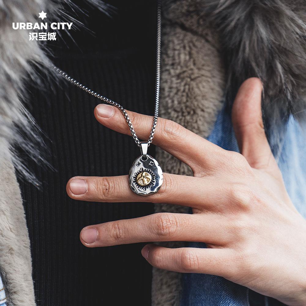 Vòng cổ Thép Titan Harajuku Nhật Bản Takahashi Asuka Mặt Trời Bánh Vàng Nhỏ Đa Năng Thương Hiệu Nhật Bản