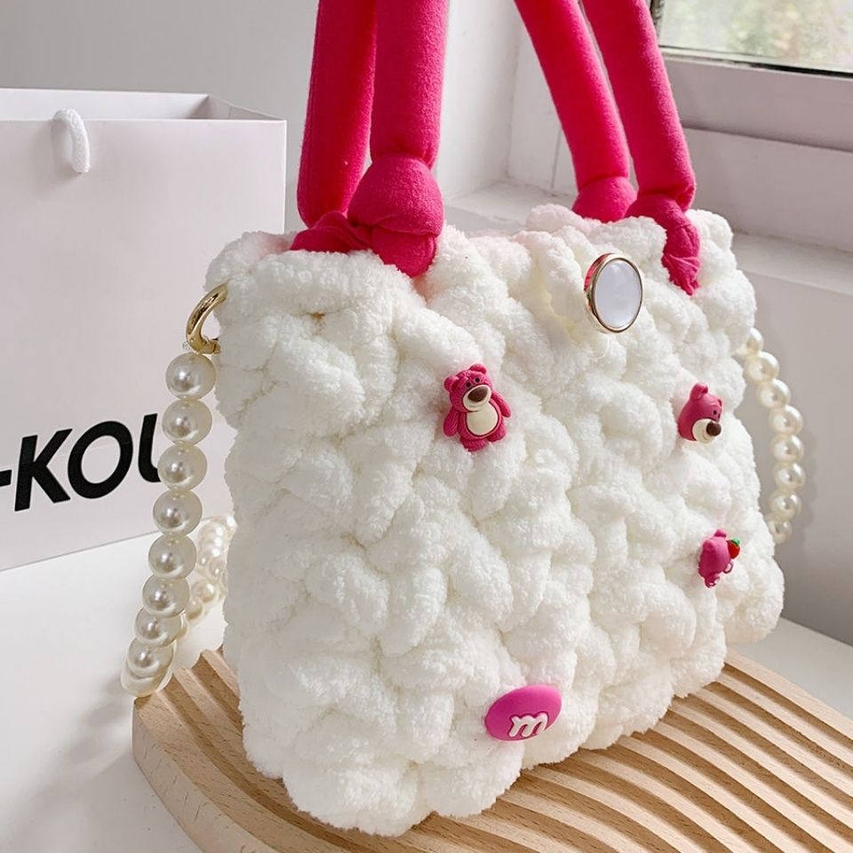 Túi Xách Dệt Thủ Công Tự Làm Hình Gấu / Dâu Tây Dễ Thương Cho Bạn Gái