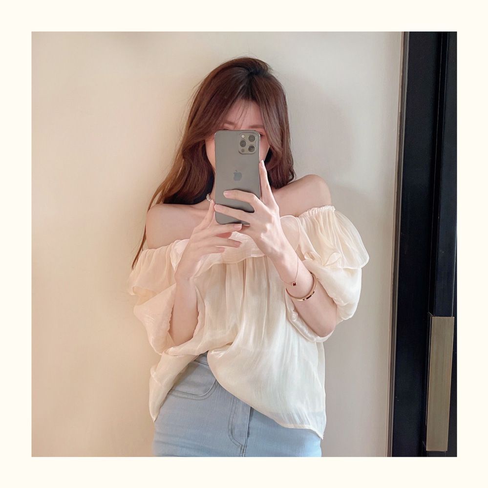 Jiashucheng Áo Sơ Mi Chiffon Trễ Vai Phối Bèo Ngọt Ngào Phong Cách Phương Tây Cho Nữ