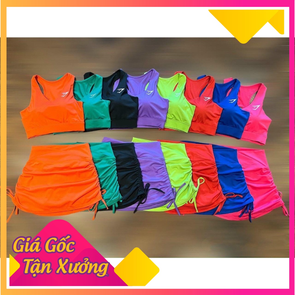 Đồ Tập Gym Nữ Hot Trend Set Váy 2 Lớp Tập Thể Dục Gym Yoga Aerobic Picnic Dã Ngoại Nữ - Háck Dáng Cực Cháy - co giãn tốt