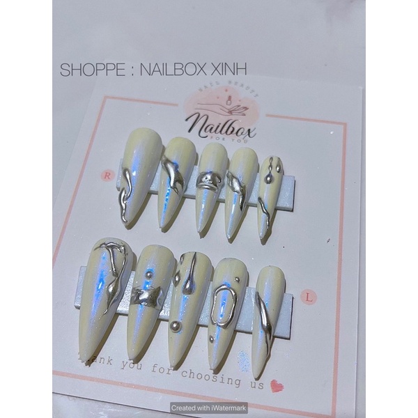 bộ móng tráng gương vẽ nổi siêu đep