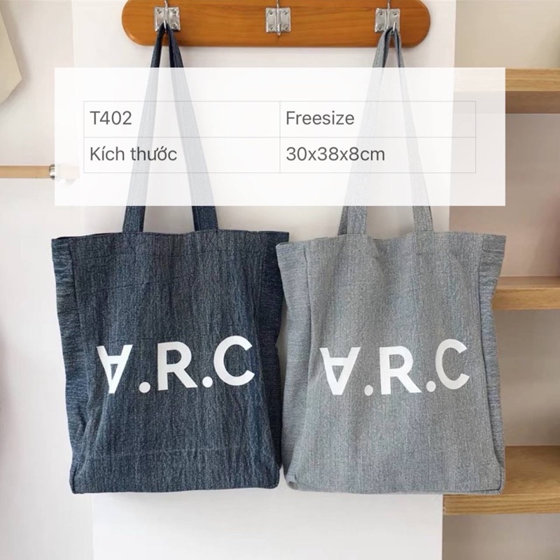 Túi tote jean đeo vai chữ ARC 30x38x8 - T402