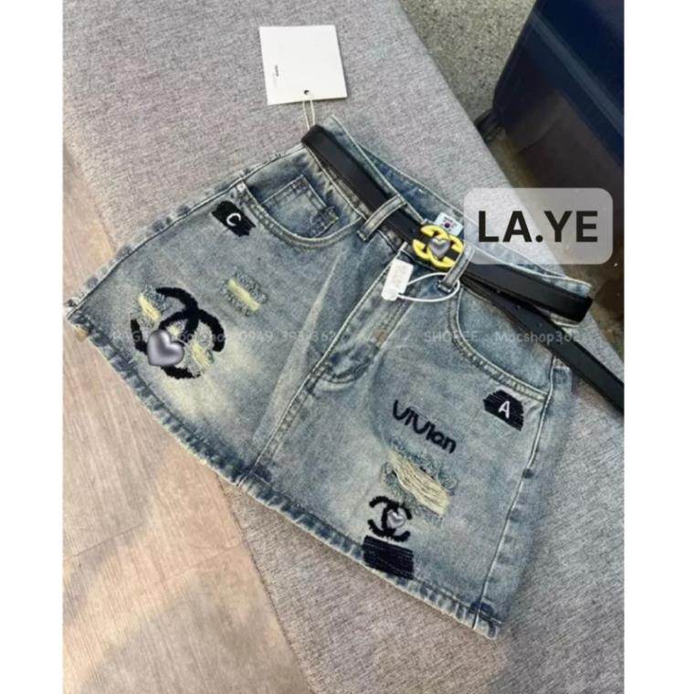 Chân Váy Jeans thêu nổi  Hottrend - Váy Bò Thời Trang Hàng QCCC Loại 1 Chất Đẹp [ Kèm Belts ] | BigBuy360 - bigbuy360.vn