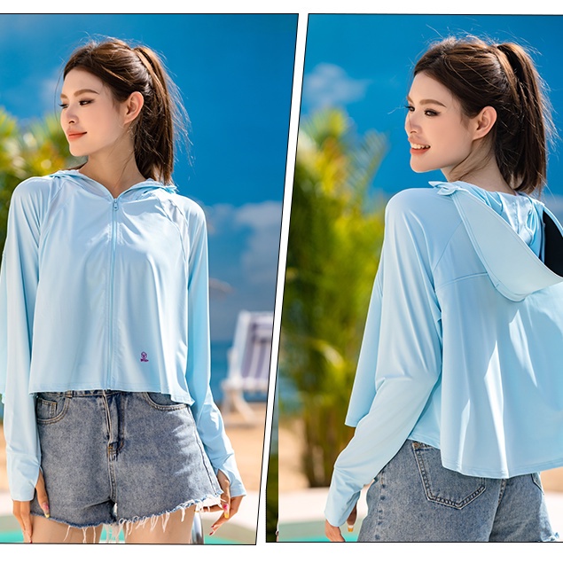 Áo Khoác Chống Nắng UPF50 + Bằng Lụa Lạnh Siêu Mỏng Tay Dài Chống Tia Cực Tím Thời Trang Mùa Hè Cho Nữ
