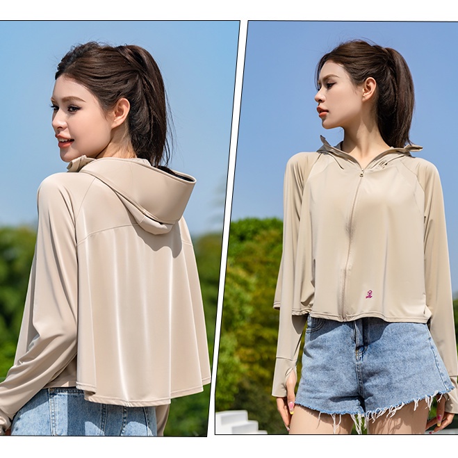 Áo Khoác Chống Nắng UPF50 + Bằng Lụa Lạnh Siêu Mỏng Tay Dài Chống Tia Cực Tím Thời Trang Mùa Hè Cho Nữ