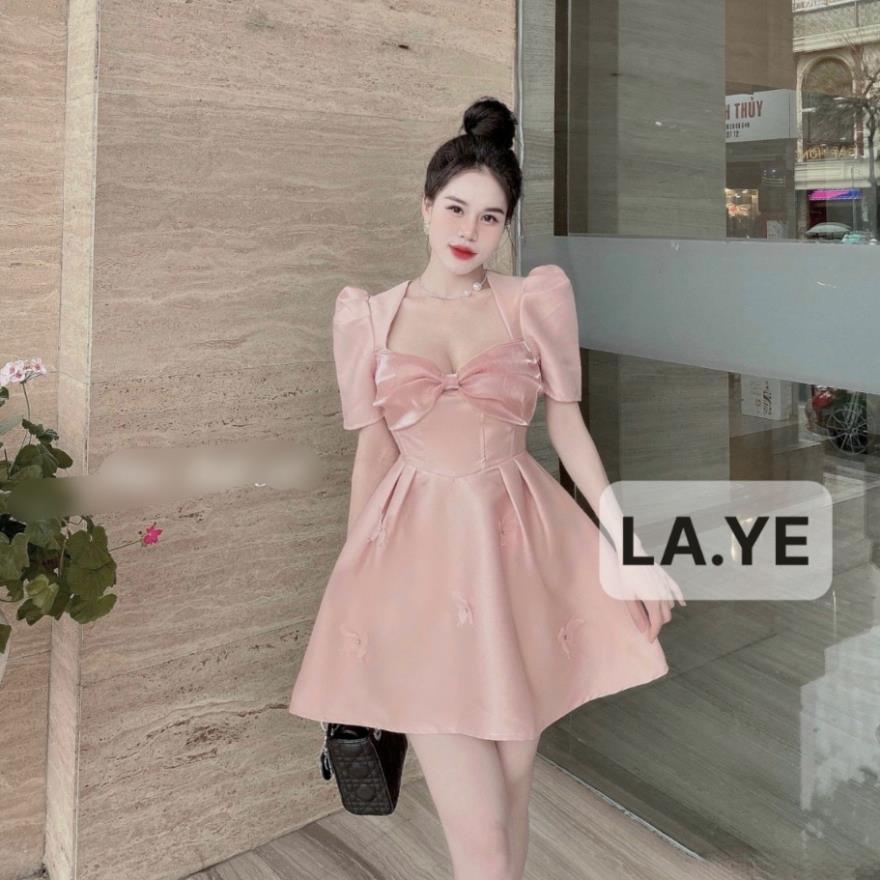 Váy Thiết Kế Tafta Chân Váy Xòe Đính Nơ Bướm Phối Tơ - Đầm Nữ Thời Trang Phong Cách Xinh Xắn Nhẹ Nhàng | BigBuy360 - bigbuy360.vn