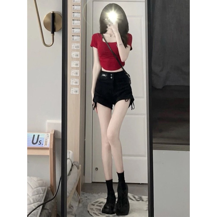 Áo Thun Ngắn Tay Cổ Vuông Dáng Ôm Thời Trang Mùa Hè Dành Cho Nữ