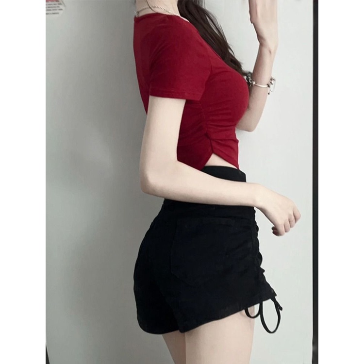 Áo Thun Ngắn Tay Cổ Vuông Dáng Ôm Thời Trang Mùa Hè Dành Cho Nữ