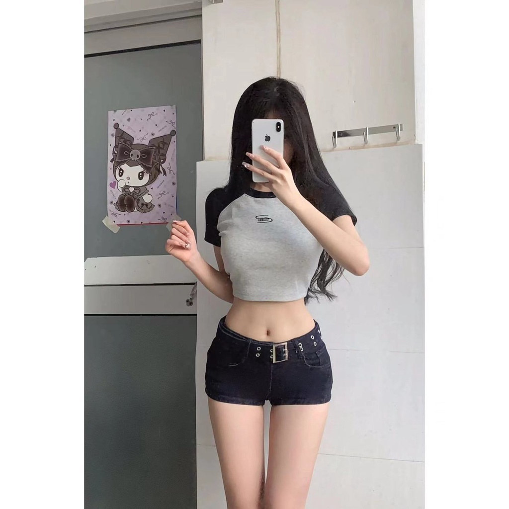 Jiashucheng Quần Short Denim Dáng Chữ a Lưng Thấp Phong Cách Mới Mùa Hè Dễ Phối Đồ Cho Nữ jk Niche Slimmer Look a-Line Hot