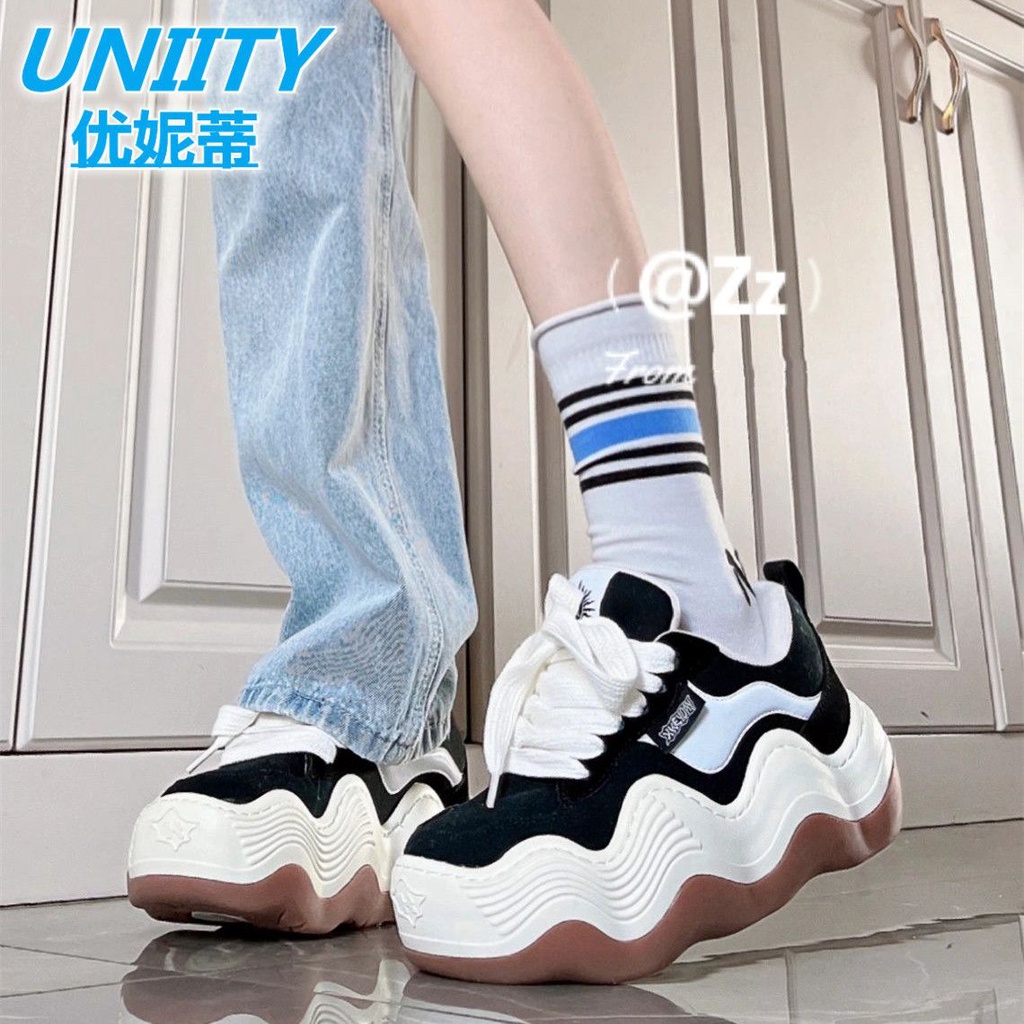 Giày Zhao Lusitan Jianci Giày Bánh Mì Đế Lượn Sóng Phong Cách Hàn Quốc Phiên Bản Bố Lớn