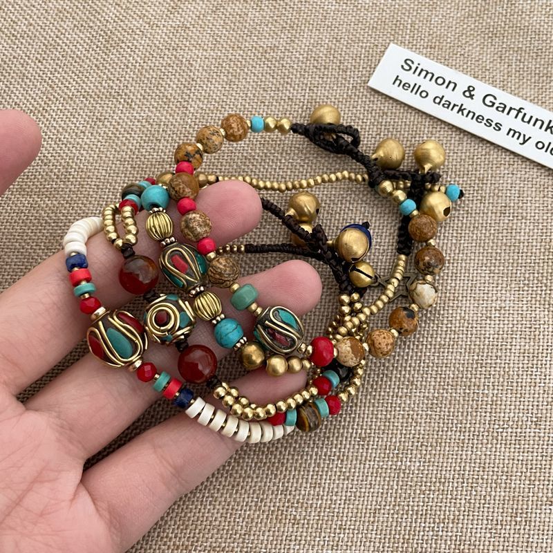 Vòng Tay Chuỗi Hạt Đá Tự Nhiên Phong Cách Trung Hoa Cổ Điển Tây Tạng Mới 8.8