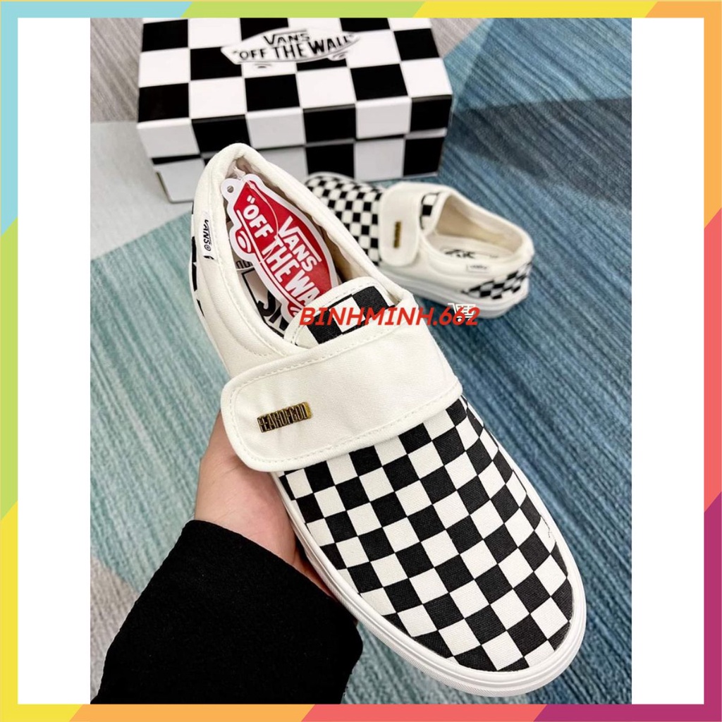 Giày Vans Caro Quai Dán Fog, Giày Van Lười Kẻ Caro Fear Of God 11 GU SNEAKER