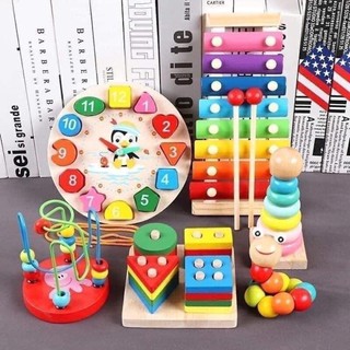 Combo 6 món đồ chơi gỗ giúp bé phát triển trí tuệ sớm - Đồ chơi gỗ 6 món giúp các bé phát triển trí tuệ