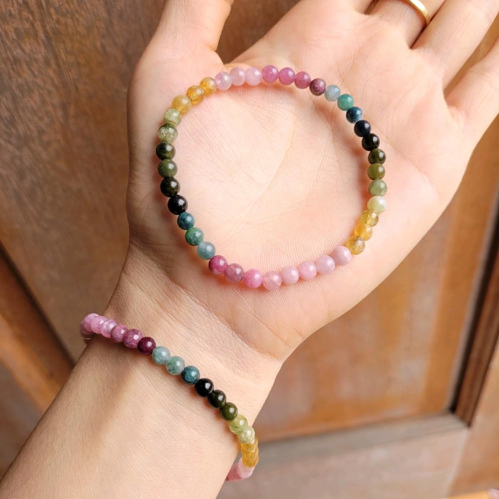 M76- Vòng Tay Nữ Tourmaline Đa Sắc Phong Thủy TUDO Hạt Đẹp