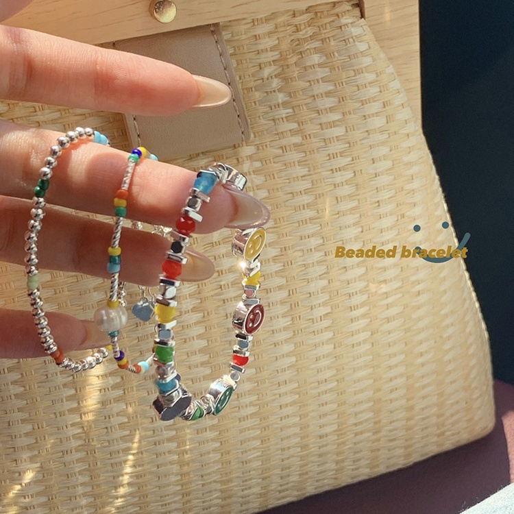 Vòng Tay Chuỗi Hạt Mặt Cười Màu Sắc Xinh Xắn Sang Trọng Cho Nữ