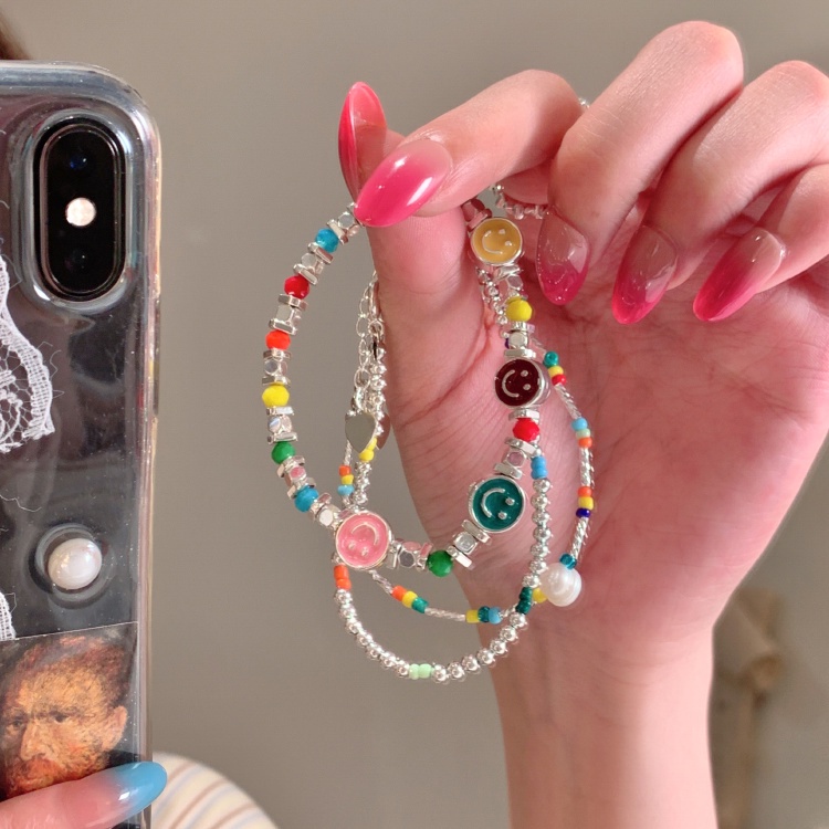 Vòng Tay Chuỗi Hạt Mặt Cười Màu Sắc Xinh Xắn Sang Trọng Cho Nữ