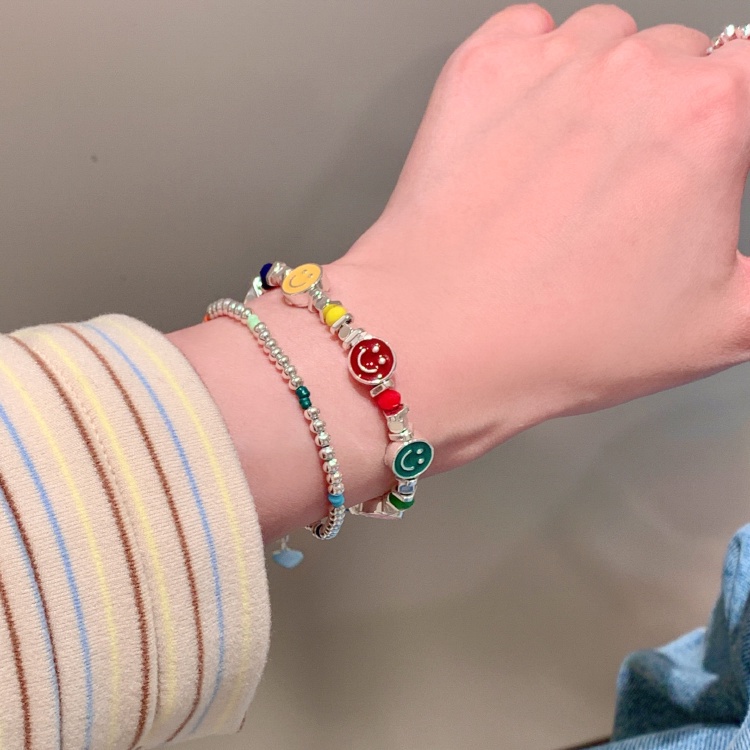 Vòng Tay Chuỗi Hạt Mặt Cười Màu Sắc Xinh Xắn Sang Trọng Cho Nữ