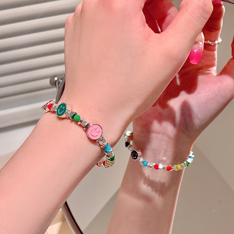 Vòng Tay Chuỗi Hạt Mặt Cười Màu Sắc Xinh Xắn Sang Trọng Cho Nữ