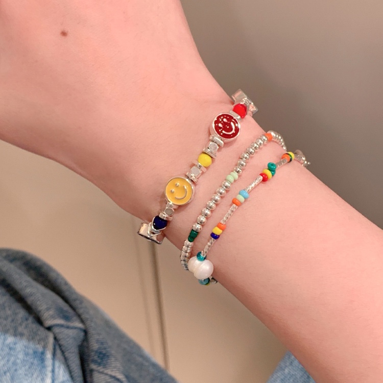 Vòng Tay Chuỗi Hạt Mặt Cười Màu Sắc Xinh Xắn Sang Trọng Cho Nữ