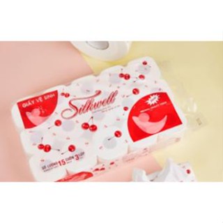 Giấy Vệ Sinh Silkwell Cherry 15 Cuộn 3 Lớp Cao Cấp