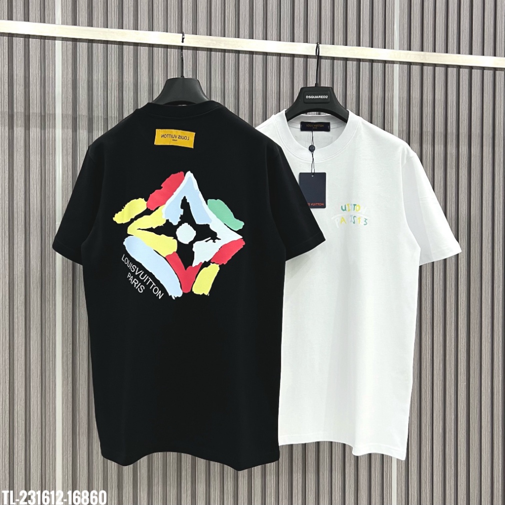 Áo Louis Vuitton 💥Áo phông LV thêu chữ nổi màu vàng mới Trend 2023