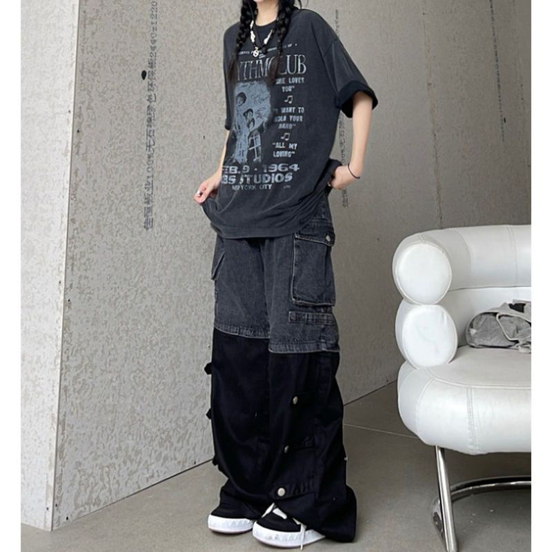 Quần Jean Ống Rộng Plus Size Phong Cách Retro Mỹ Cho Nữ