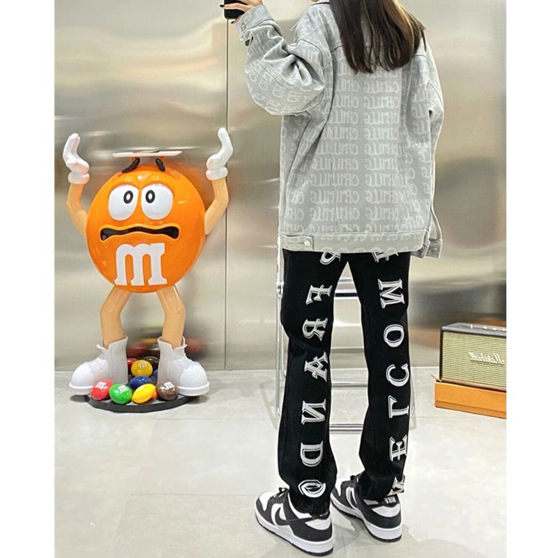 Quần Jean Ống Rộng Plus Size Phong Cách Retro Mỹ Cho Nữ