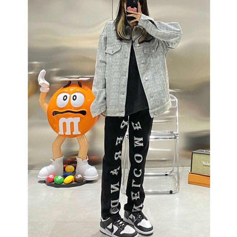 Quần Jean Ống Rộng Plus Size Phong Cách Retro Mỹ Cho Nữ