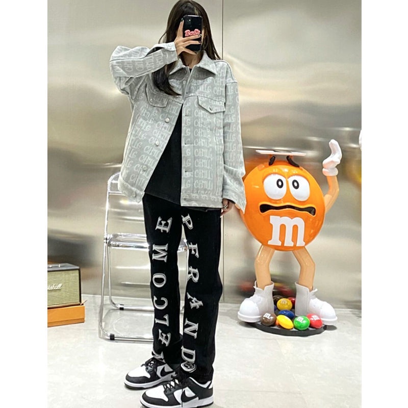 Quần Jean Ống Rộng Plus Size Phong Cách Retro Mỹ Cho Nữ