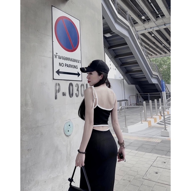 Đầm 2 Dây Viền Xẻ Tà Hở Lưng Chất Tăm Có Mút Ngực Sang Chảnh Thời Trang Nữ Nine Clothing