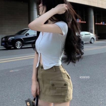 Chân Váy Kaki Túi Hộp Chất Kaki Co Giãn Có Khuy Sắt - Đầm Túi Hộp Chất Kaki  Co Giãn 4 Chiều Có Khuy Sắt Cực Đẹp | BigBuy360 - bigbuy360.vn