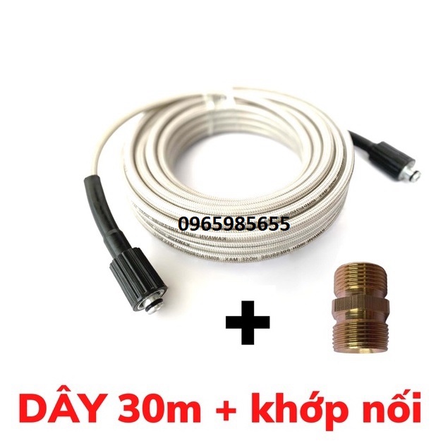SALE HÈ Dây rửa xe cao áp 10M,15m,20m,30m dùng cho máy rửa áp lực - Ren trong 22mm- Tặng khớp nối dây