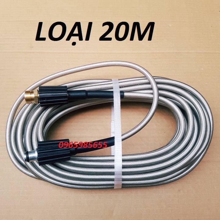 SALE HÈ Dây rửa xe cao áp 10M,15m,20m,30m dùng cho máy rửa áp lực - Ren trong 22mm- Tặng khớp nối dây
