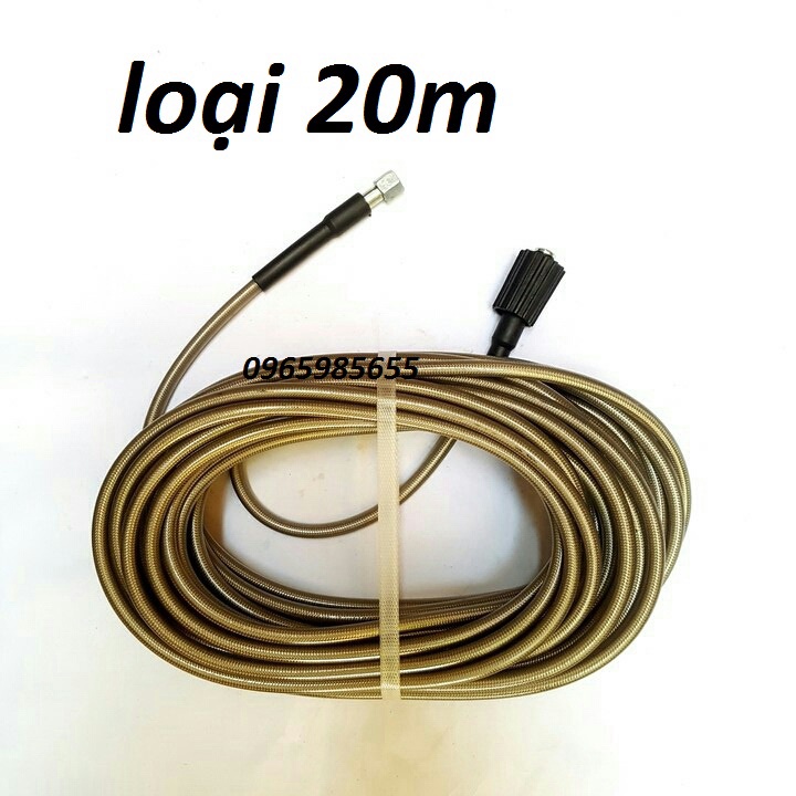 SALE HÈ Dây Rửa Xe 10m,15m.20m Cho Máy Bơm Xịt Rửa Áp Lực Cao - Ren nối SÚNG14mm