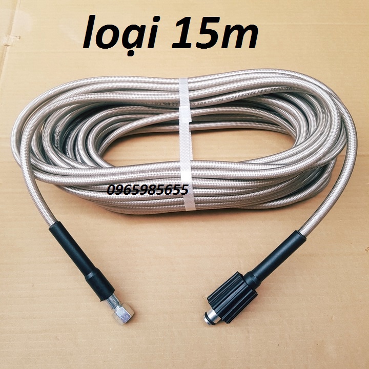 SALE HÈ Dây Rửa Xe 10m,15m.20m Cho Máy Bơm Xịt Rửa Áp Lực Cao - Ren nối SÚNG14mm