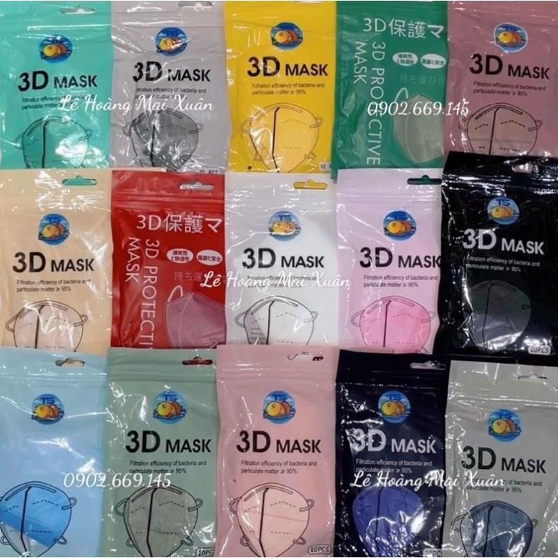 Giadung12 Khẩu trang 3D Thái Lan 20 màu trendy dễ dùng cho nam và nữ, kháng khuẩn, mỏng thoáng, màu sắc đẹp, bắt mắt
