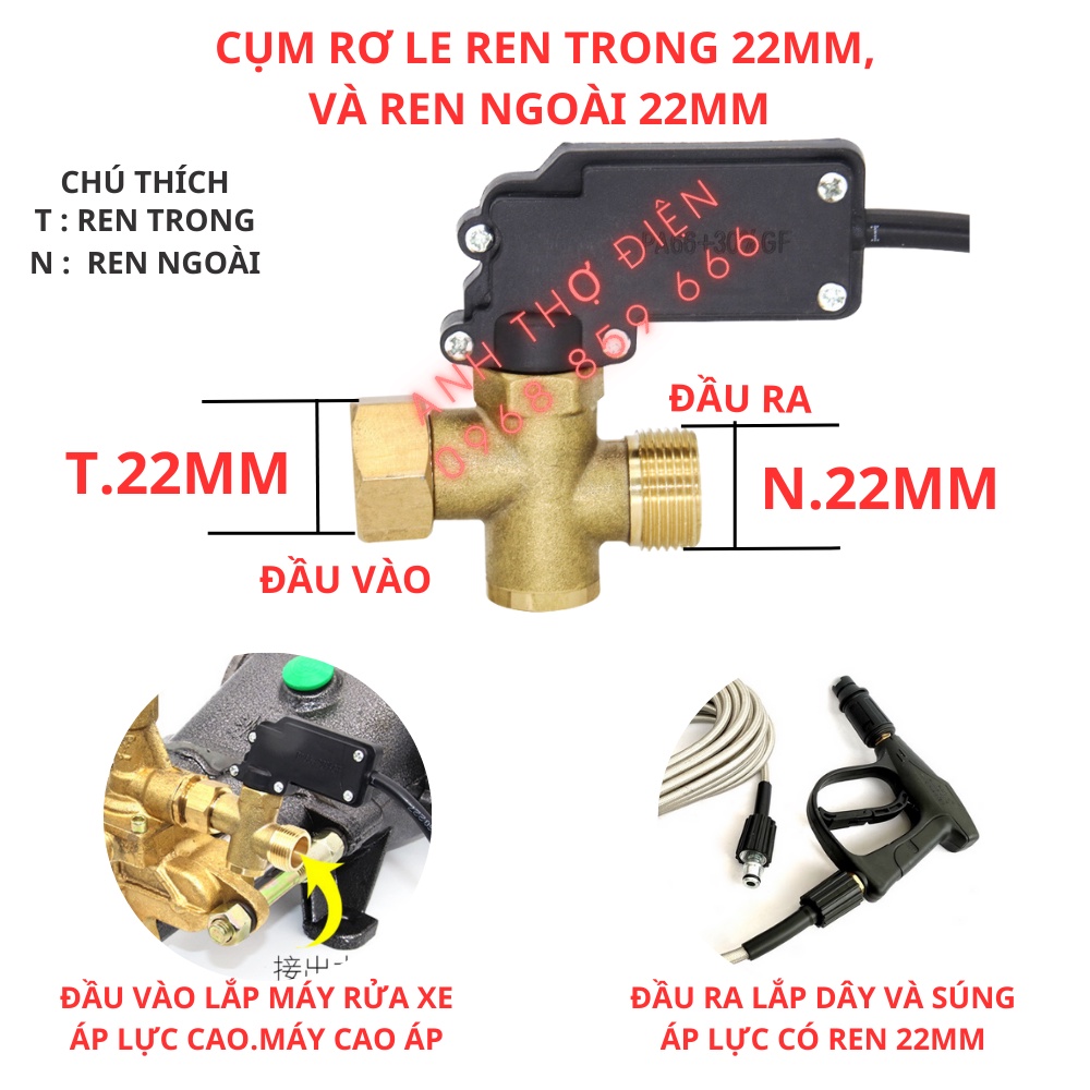 SALE HÈ Rơ le tự ngắt máy rửa xe cao áp, máy rửa xe dây đai