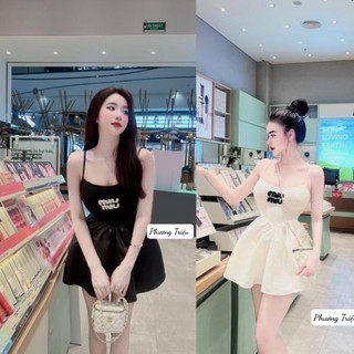 Váy xoè 2 dây, đầm 2 dây chữ miu miu