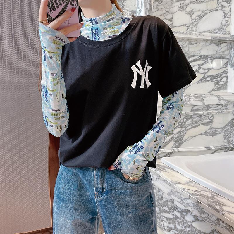 Jiashucheng Áo Vải Lụa Lạnh Mỏng Tay Dài Cổ Cao Chống Nắng Phối Ren Phong Cách Phương Tây Thời Trang Mùa Hè Cho Nữ