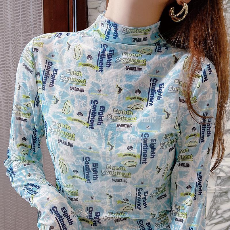 Jiashucheng Áo Vải Lụa Lạnh Mỏng Tay Dài Cổ Cao Chống Nắng Phối Ren Phong Cách Phương Tây Thời Trang Mùa Hè Cho Nữ