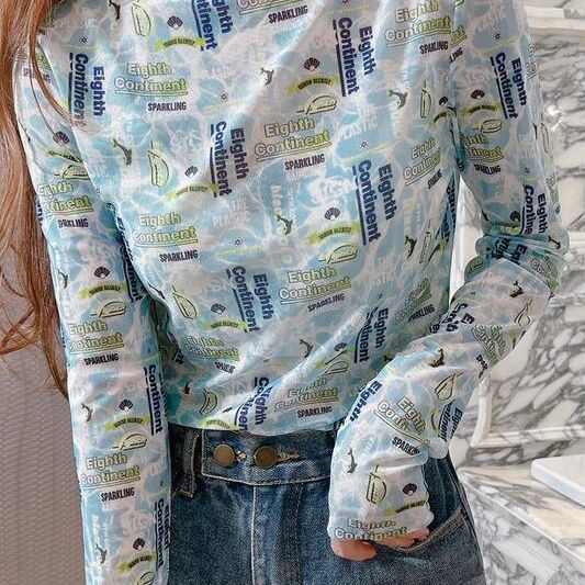 Jiashucheng Áo Vải Lụa Lạnh Mỏng Tay Dài Cổ Cao Chống Nắng Phối Ren Phong Cách Phương Tây Thời Trang Mùa Hè Cho Nữ