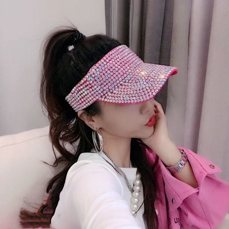 Mũ Lưỡi Trai Hở Chóp Đính Đá Nhiều Màu Sắc Phong Cách Hàn Quốc Thời Trang Mùa Hè Mới Cho Nữ