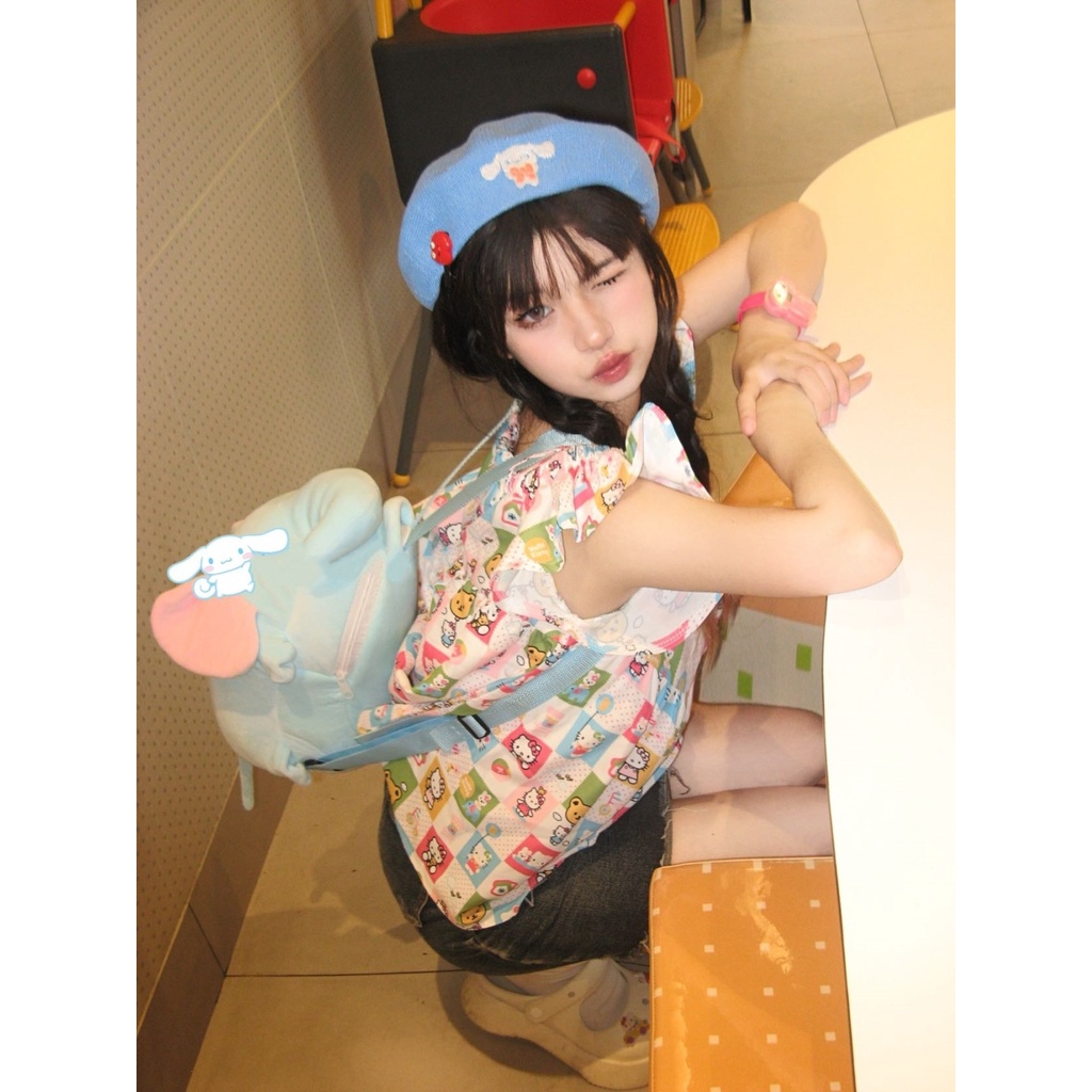 Jiashucheng Áo Kiểu Trễ Vai Tay Ngắn Mềm Mại Phong Cách Nhật Bản Thời Trang Mùa Hè Cho Nữ