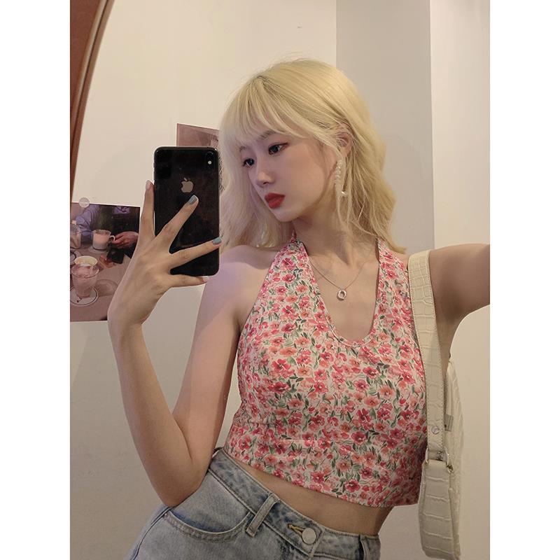 Jiashucheng Áo Hai Dây Họa Tiết Hoa Phong Cách Hàn Quốc Thời Trang Xuân Hè Cho Nữ