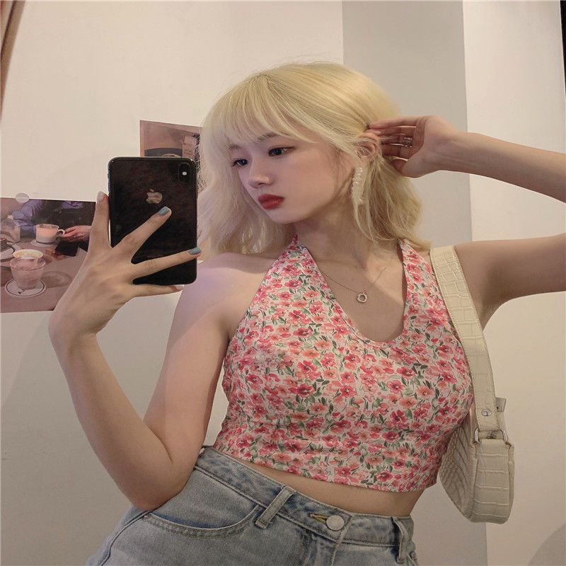 Jiashucheng Áo Hai Dây Họa Tiết Hoa Phong Cách Hàn Quốc Thời Trang Xuân Hè Cho Nữ