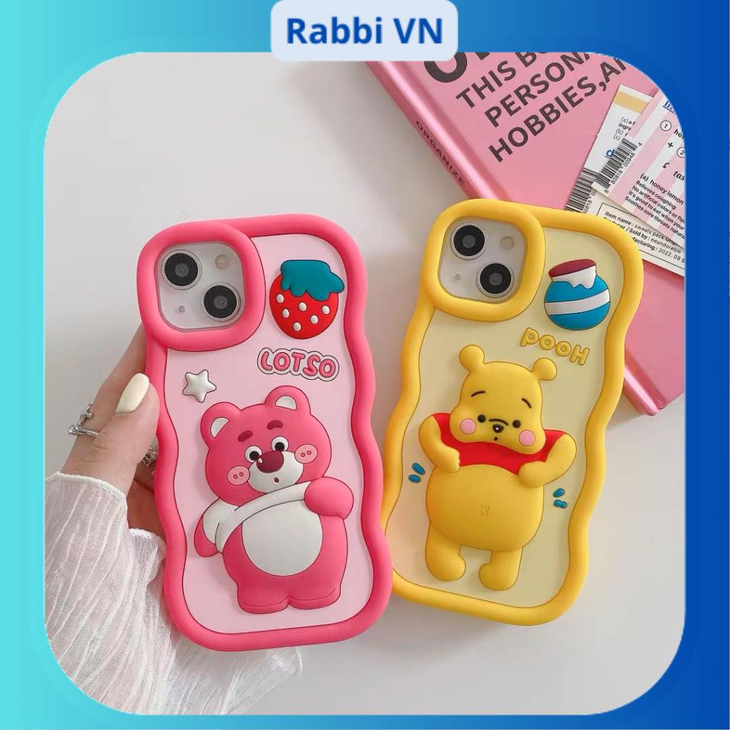 Ốp gấu dâu và gấu Pooh khoe bụng đáng yêu 6plus/7plus/x/xs/xsm11/12/13/14/pro/max/plus/promax