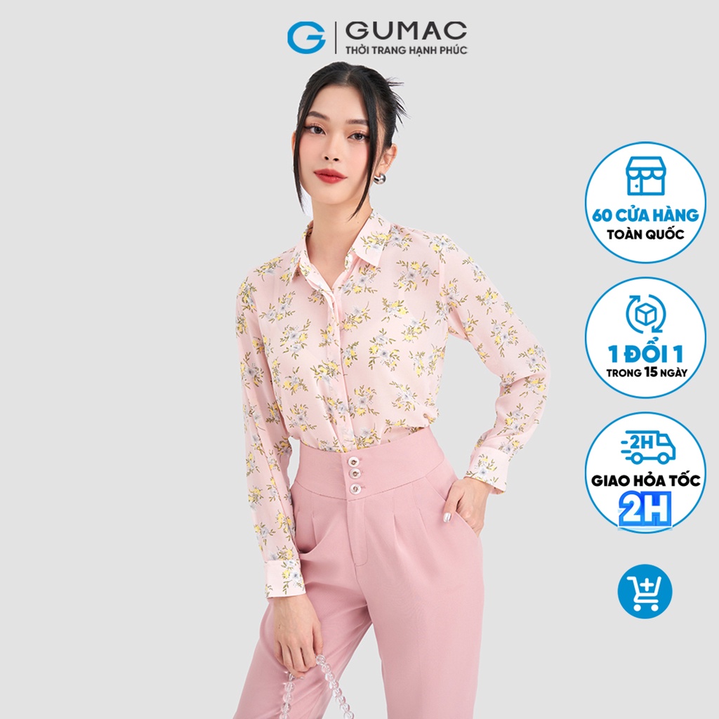 Áo sơ mi nữ họa tiết hoa GUMAC AD03025